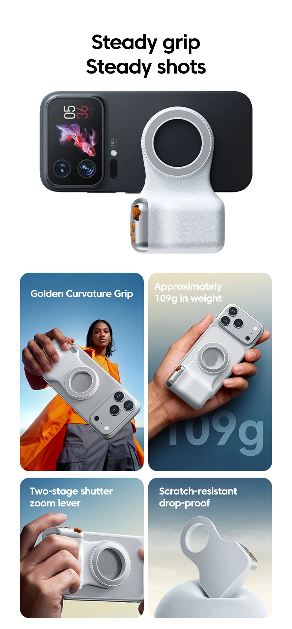 Magnetic Phone Camera Shoot Hand Grip Zoomable Smart Phone Holder Shooting Aid Bluetooth Remote Control Handle For iPhone Huawei