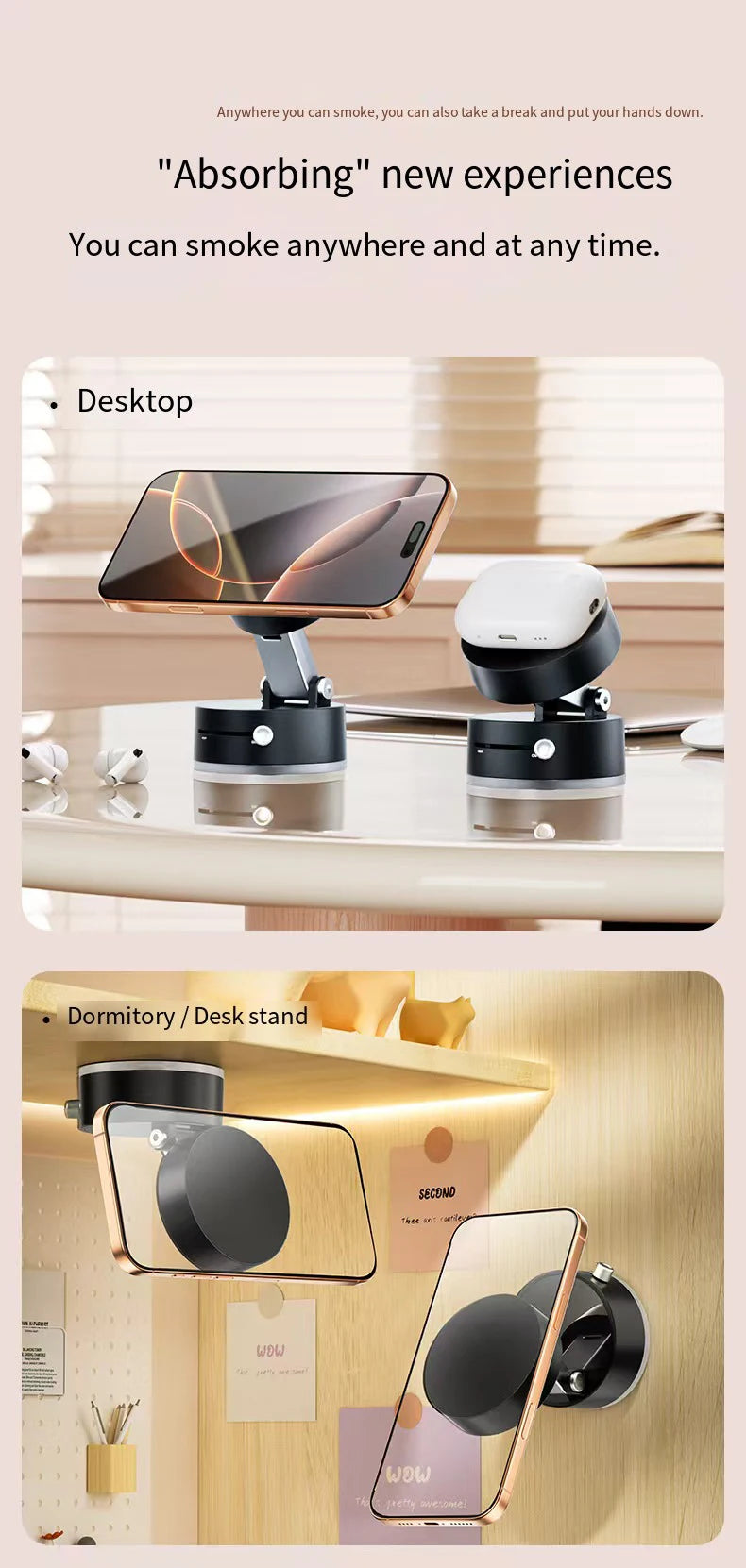 Car mobile phone magnetic Stand 2025 New type suction cup vacuum adsorption car special fixed mobile phone stand
