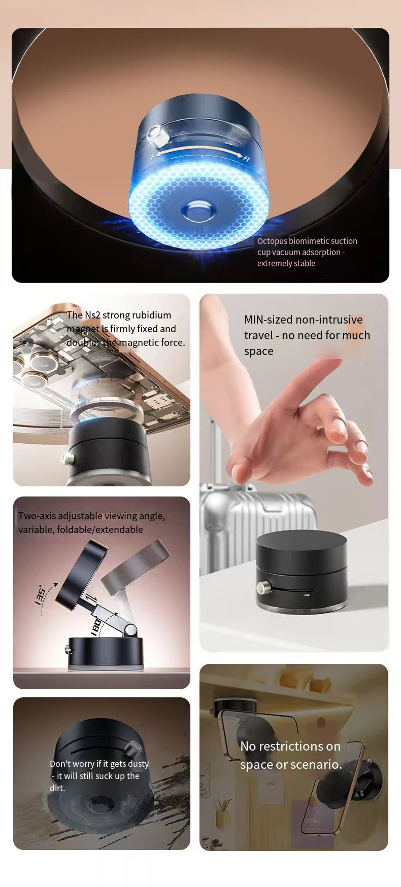 Car mobile phone magnetic Stand 2025 New type suction cup vacuum adsorption car special fixed mobile phone stand