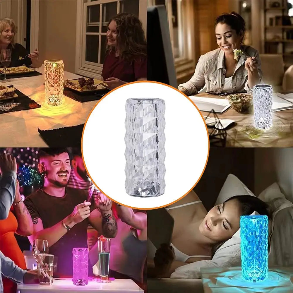 Creative Gift Atmosphere Lamp Rose Decorative Desk Lamp Bedhead Charging Nightlight 3-Color Dimmable Rose Desk Lampv