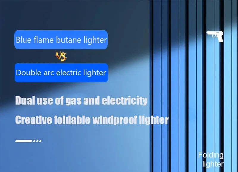 New Windproof Gas-Electric Plasma Type C USB Rechargable Lighter Gift Men Folding Gun Butane Torch Turbo Jet Flame Cigar Lighter