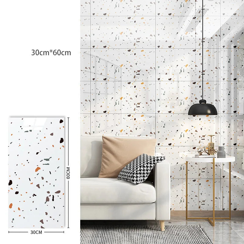 30x60cm Imitation Marble Wall Stickers Waterproof Self-Adhesive Tile Sticker Renovation Wallpaper Kitchen Home Decoration