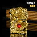 Heavy Craftsmanship Relief Grinding Wheel Open Flame Lighter Vintage Retro Three-dimensional Relief Metal Shell Men's Gift