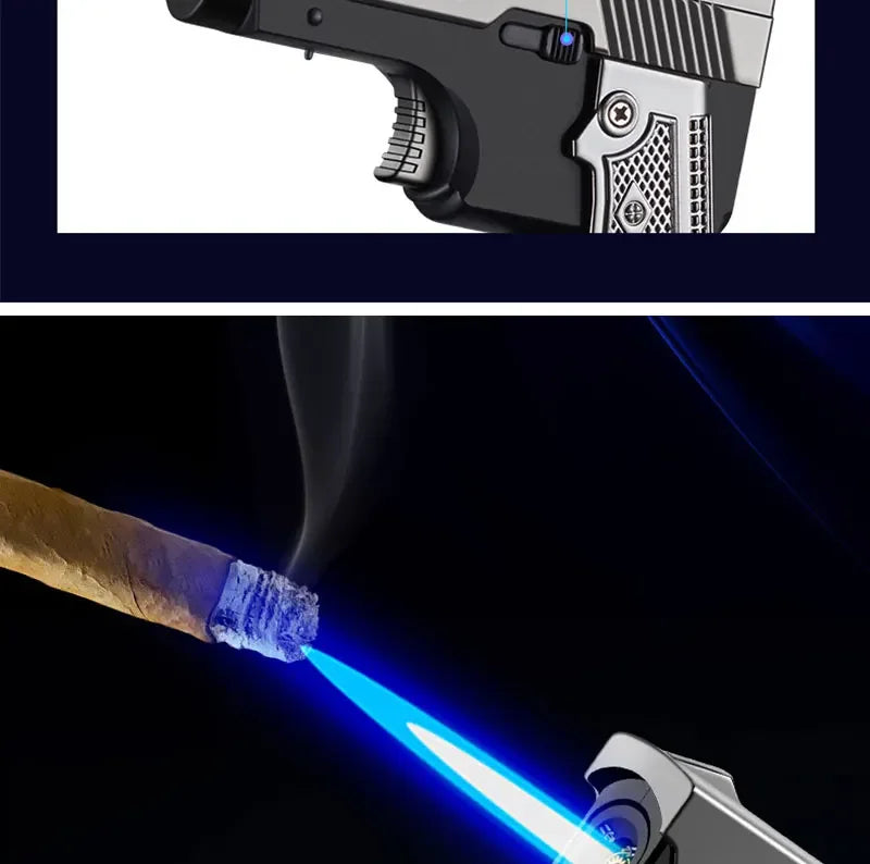 New Windproof Gas-Electric Plasma Type C USB Rechargable Lighter Gift Men Folding Gun Butane Torch Turbo Jet Flame Cigar Lighter