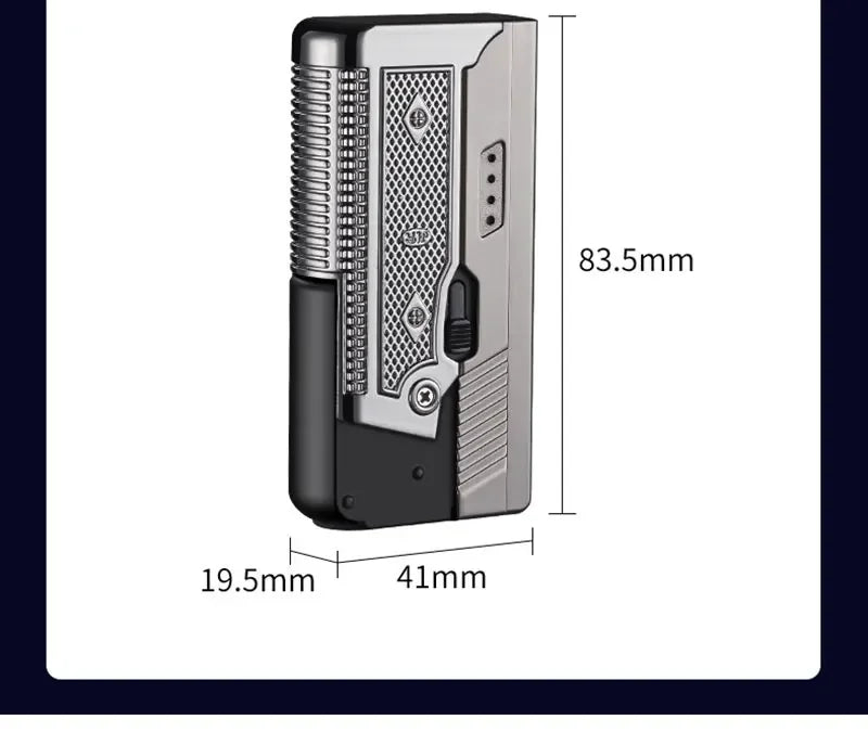 New Windproof Gas-Electric Plasma Type C USB Rechargable Lighter Gift Men Folding Gun Butane Torch Turbo Jet Flame Cigar Lighter