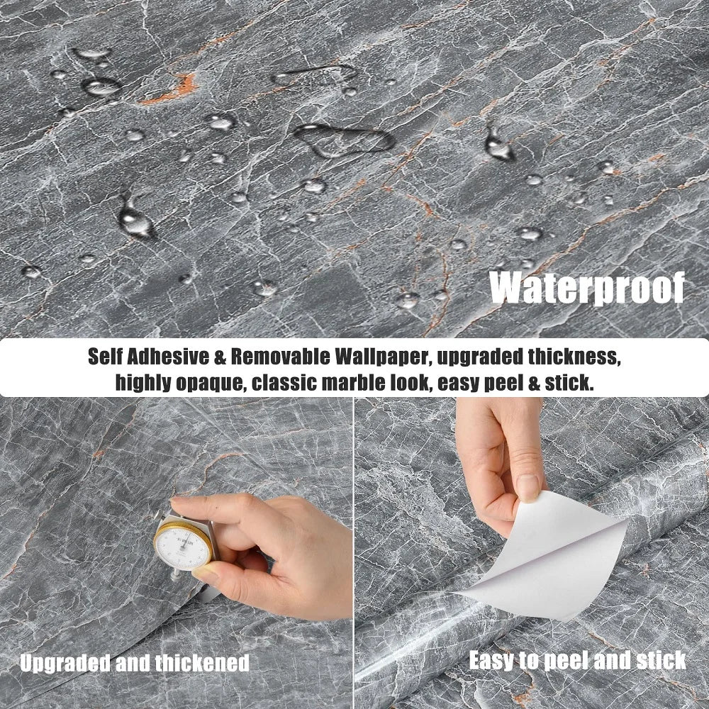 30x60cm Imitation Marble Wall Stickers Waterproof Self-Adhesive Tile Sticker Renovation Wallpaper Kitchen Home Decoration
