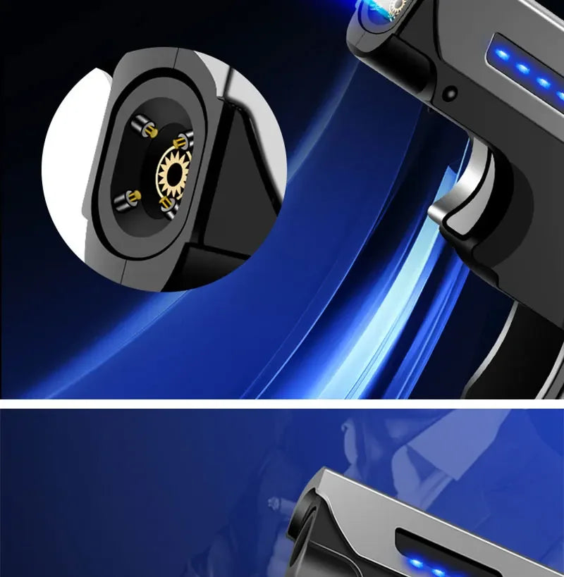 New Windproof Gas-Electric Plasma Type C USB Rechargable Lighter Gift Men Folding Gun Butane Torch Turbo Jet Flame Cigar Lighter