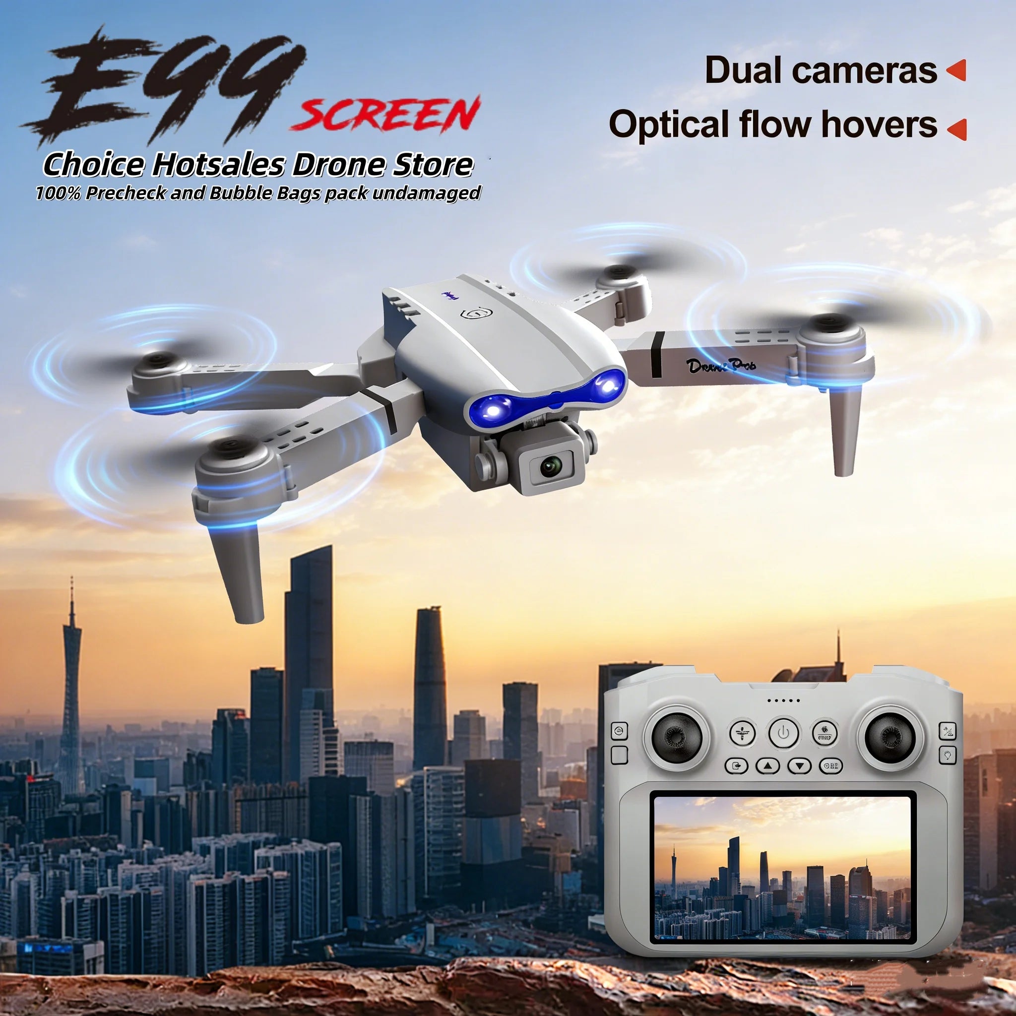 2026 New E99 MAX Drone Factory Professional 8K HD 4.3" Remote Control Headless Mode Helicopter 360 Flip Quadcopter Kid Toy Gifts