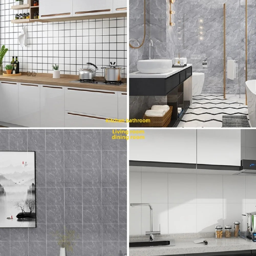30x60cm Imitation Marble Wall Stickers Waterproof Self-Adhesive Tile Sticker Renovation Wallpaper Kitchen Home Decoration