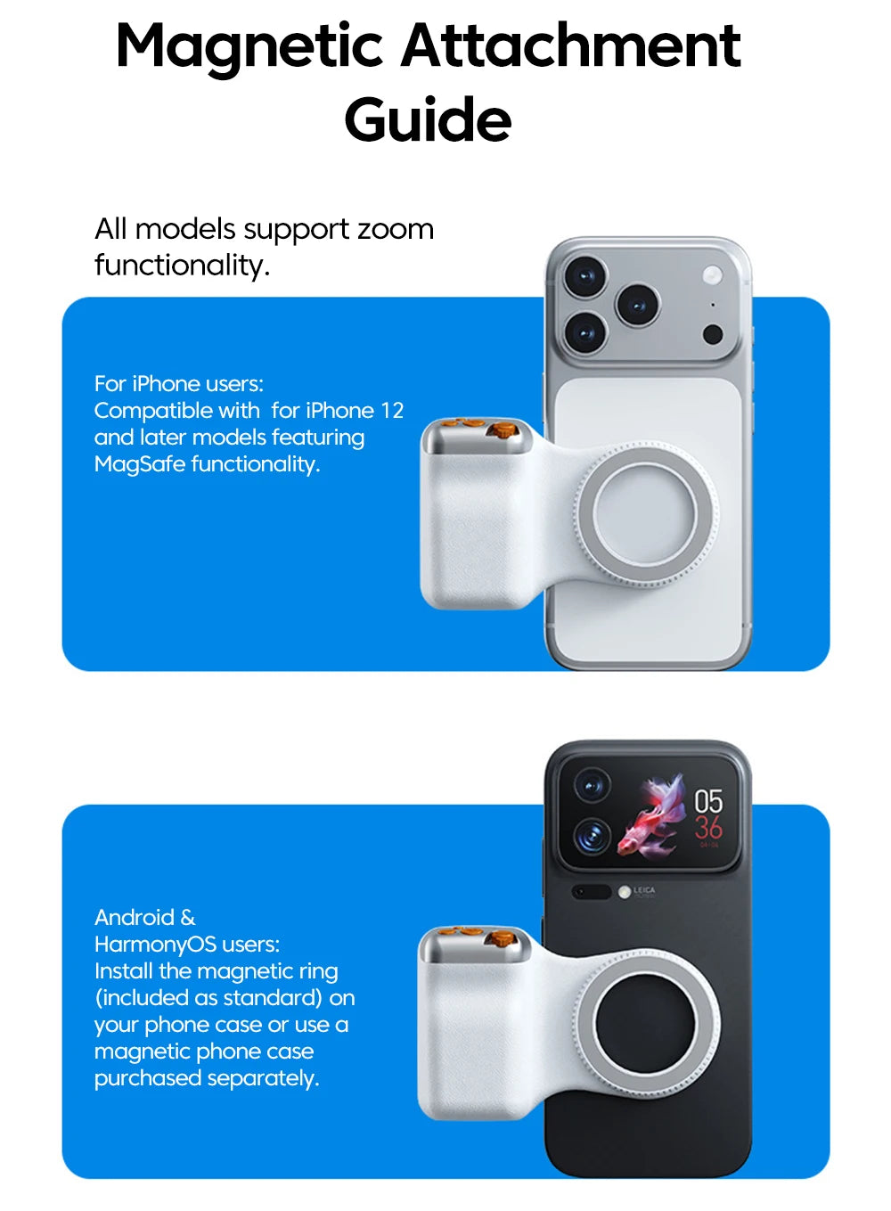 Magnetic Phone Camera Shoot Hand Grip Zoomable Smart Phone Holder Shooting Aid Bluetooth Remote Control Handle For iPhone Huawei