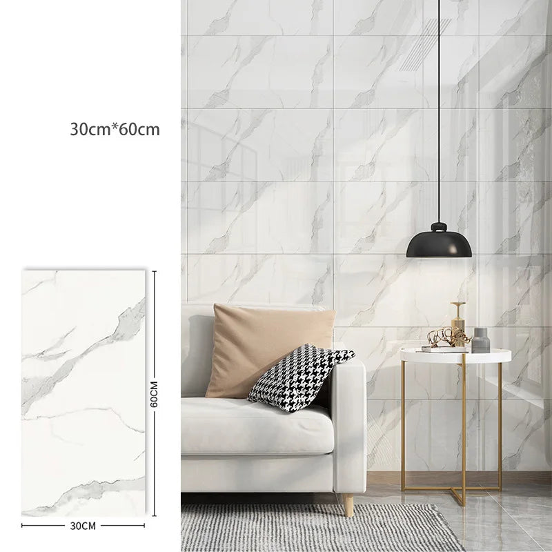 30x60cm Imitation Marble Wall Stickers Waterproof Self-Adhesive Tile Sticker Renovation Wallpaper Kitchen Home Decoration