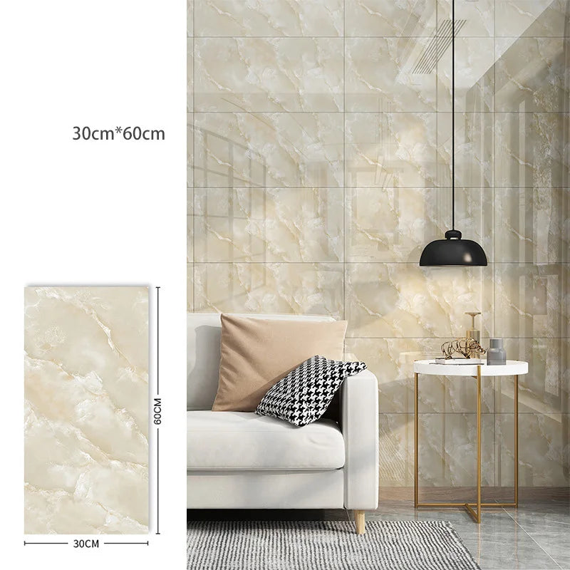 30x60cm Imitation Marble Wall Stickers Waterproof Self-Adhesive Tile Sticker Renovation Wallpaper Kitchen Home Decoration