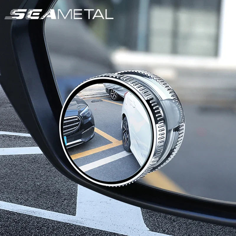 SEAMETAL 2pcs Wide Angle Car Blind Spot Mirrors 360 Adjustable Car Auxiliary Rearview Mirrors HD Suction Cup Small Round Mirror