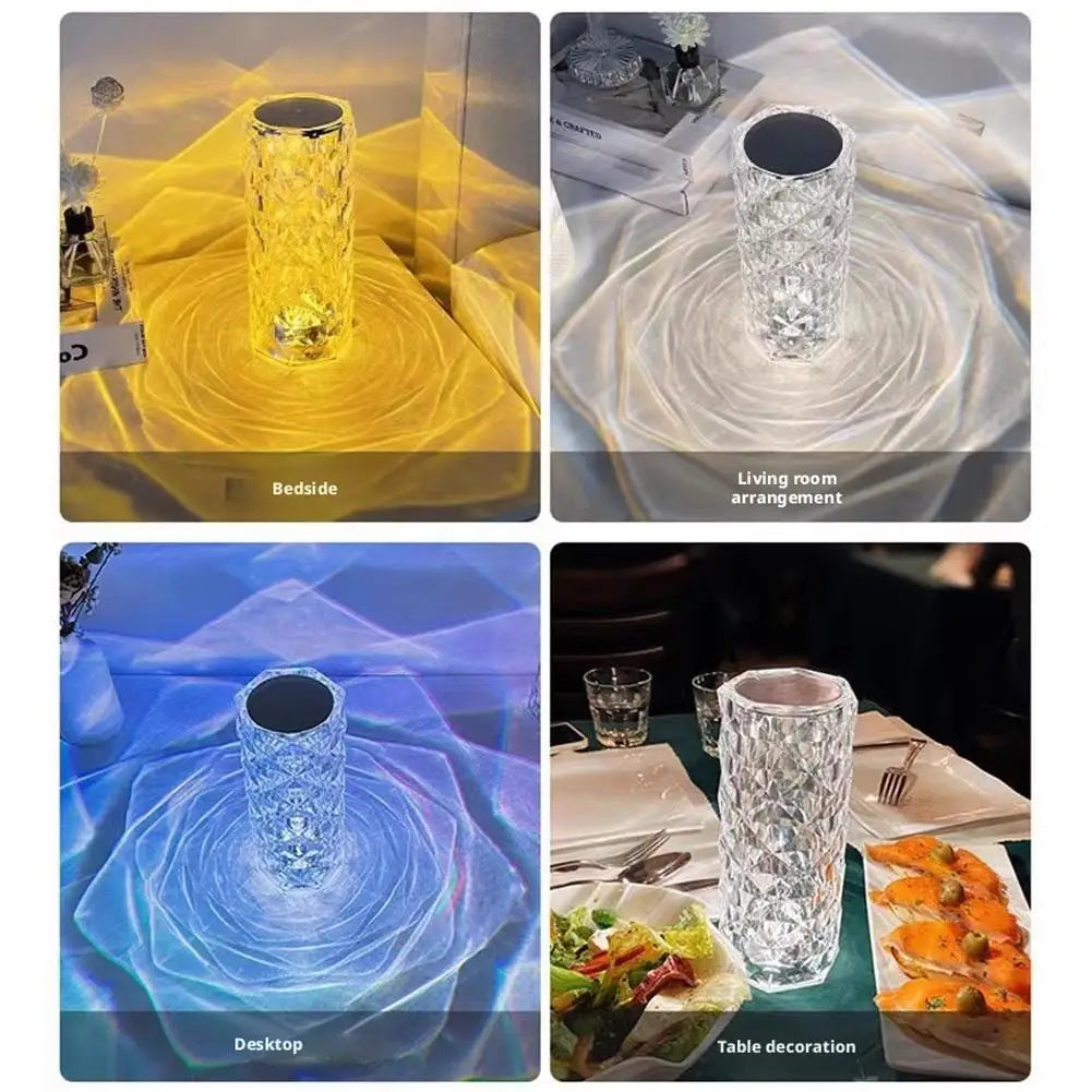 Creative Gift Atmosphere Lamp Rose Decorative Desk Lamp Bedhead Charging Nightlight 3-Color Dimmable Rose Desk Lampv