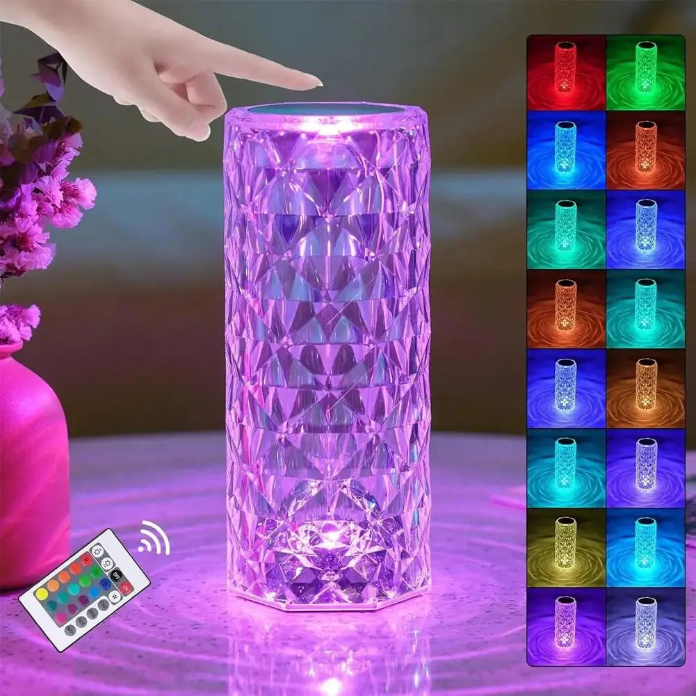 Creative Gift Atmosphere Lamp Rose Decorative Desk Lamp Bedhead Charging Nightlight 3-Color Dimmable Rose Desk Lampv