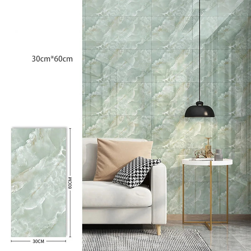 30x60cm Imitation Marble Wall Stickers Waterproof Self-Adhesive Tile Sticker Renovation Wallpaper Kitchen Home Decoration