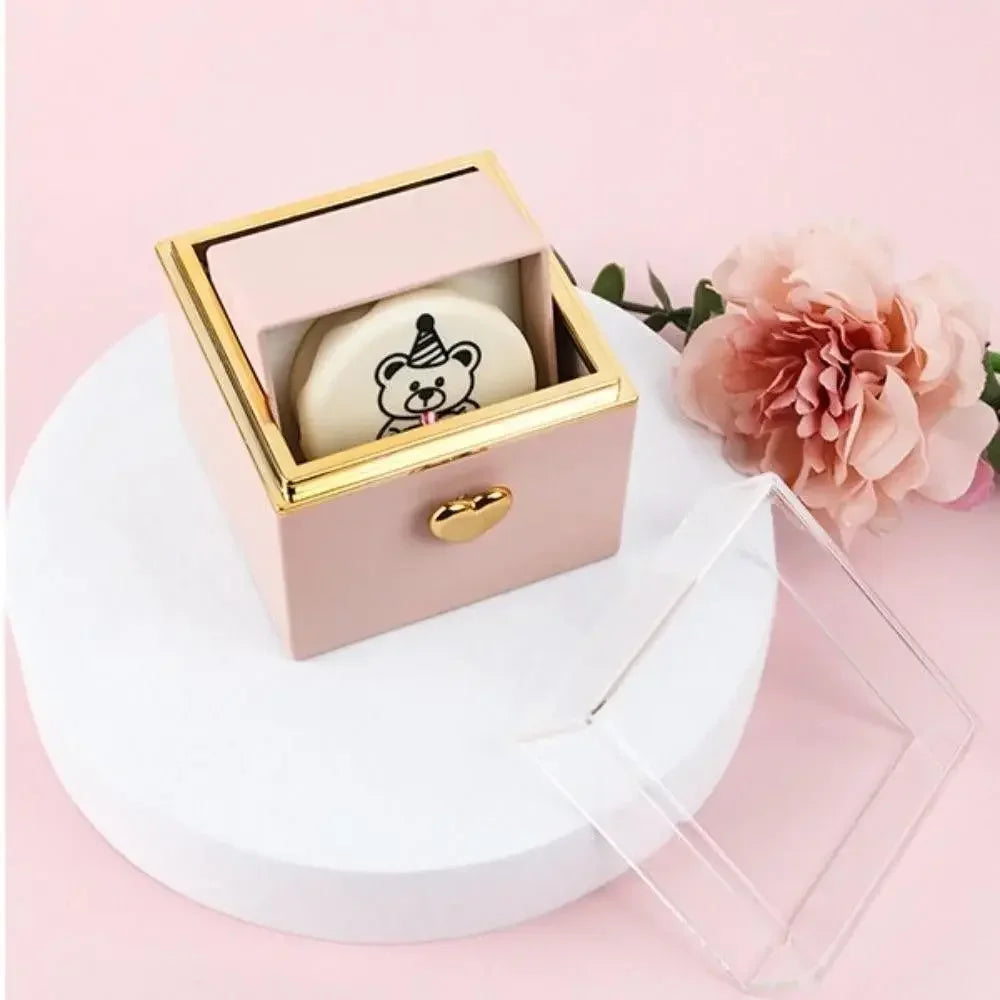 Automatic Flip Bear Flip Ring Box Spinning Design Surprise Mechanism Surprise Jewelry Box Light Candles Rotating Ring Case