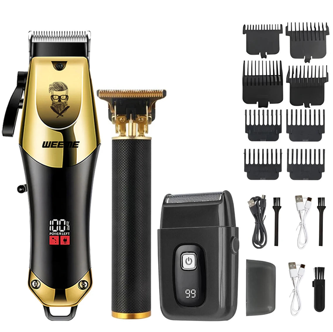 T9 Vintage Men's Electric Hair Clipper Beard Trimmer/Rechargeable Hair Cutting Machine With Nose Hair Trimmer Kit Boyfriend Gift